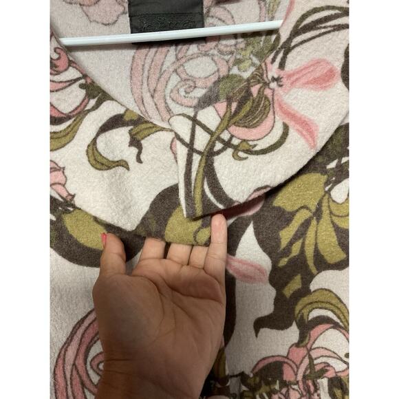 ANTHROPOLOGIE Pea Coat Womens Sz Med GUINEVERE Kirklees Sweater Coat Wool Floral - Picture 10 of 12